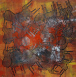 Stoelen 9 gem. techniek op papier (24 x 24 cm) 2015